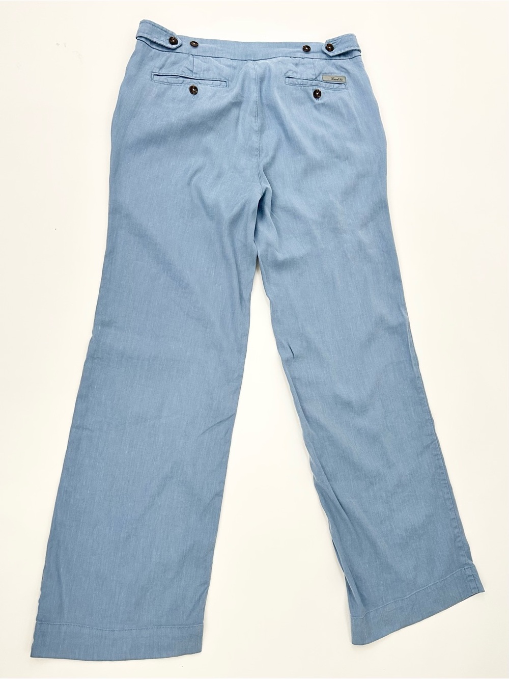 Level 99 Linen Lyocell Wide Leg Pants 32 Blue Trouser Coastal Tencel